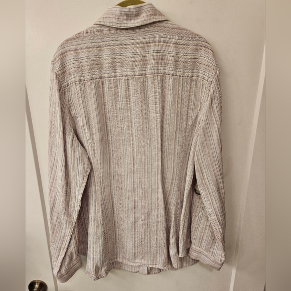 NWOT - Coldwater Creek Pink Striped Linen Button Down Camp Shirt - Size 1X - Picture 7 of 10